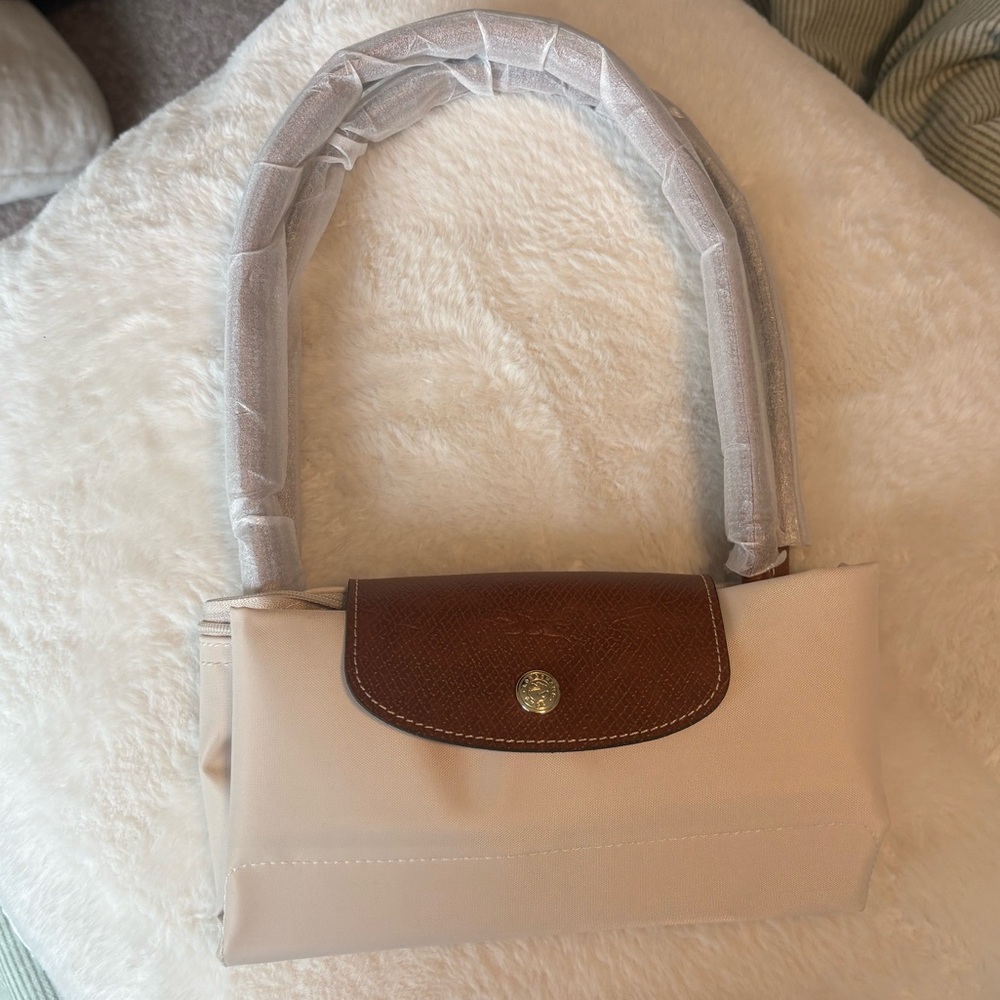 Chic Beige and Brown Women's Shoulder Longchamp Bag
